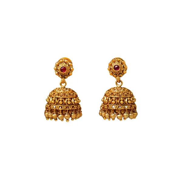 Classy_Gold_Plated_Jhumka_Red