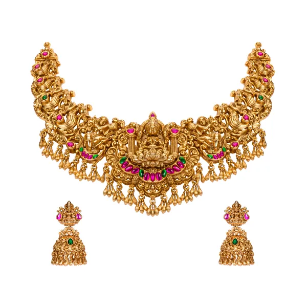 Royal_Roots_Necklace_Set_K_1214_Gold_Green