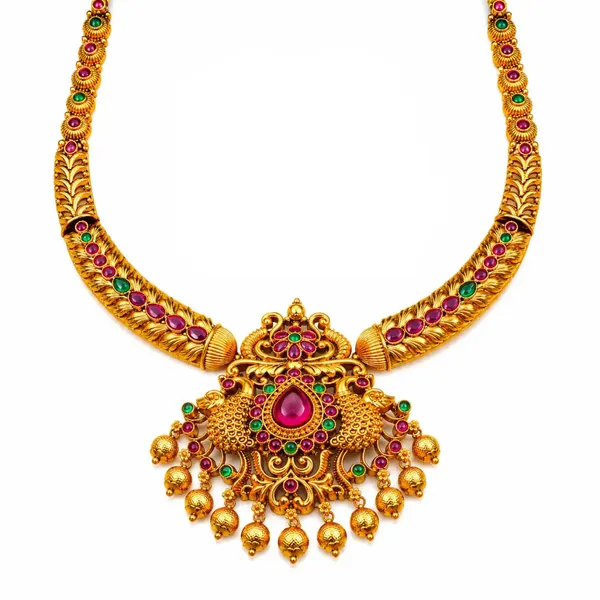 Ruby_Peacock_Short_Necklace_Set_K_1048_Green