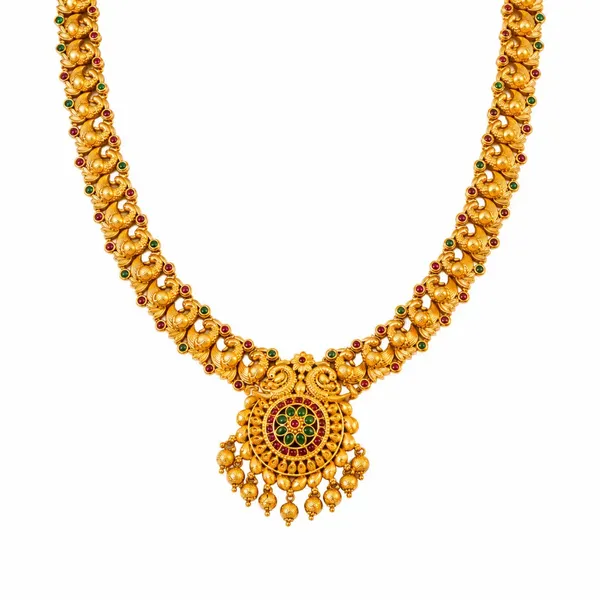 Peacock_Elegance_Gold_Plated_Long_Necklace_Set_K_1152_Red
