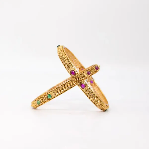 Gold_Plated_Classic_Bangle_V_869_Green_Pack_Of_2