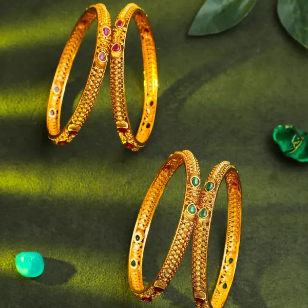 Gold_Plated_Classic_Bangle_V_869_Green_Pack_Of_4