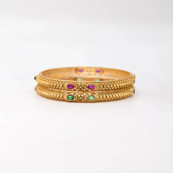 Gold_Plated_Classic_Bangle_V_869_Green_Pack_Of_4