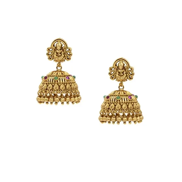 Antique_Laxmi_Gold_Plated_Short_Necklace_Set_K_1314_Green