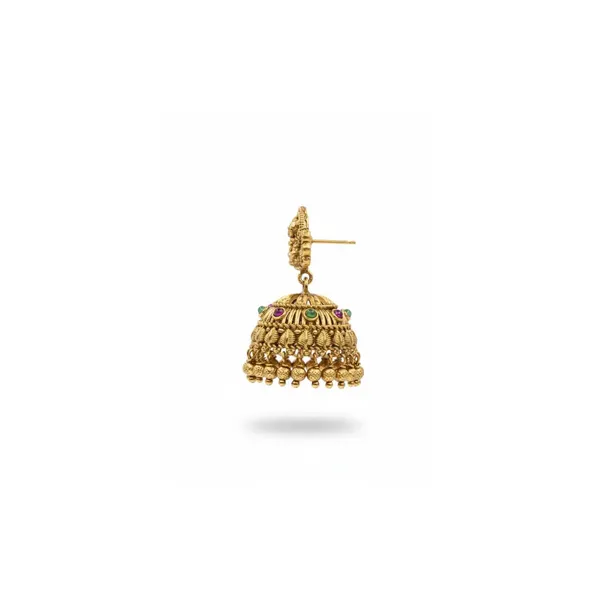 Antique_Laxmi_Gold_Plated_Short_Necklace_Set_K_1314_Green