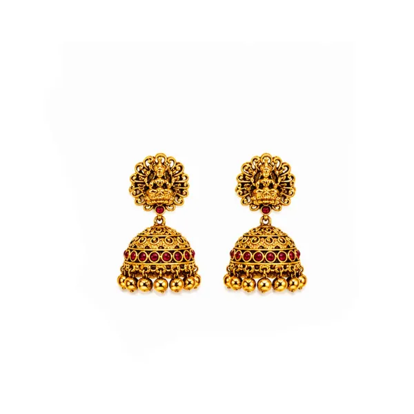 Antique_Laxmi_Gold_Plated_Short_Necklace_Set_V_690_Green