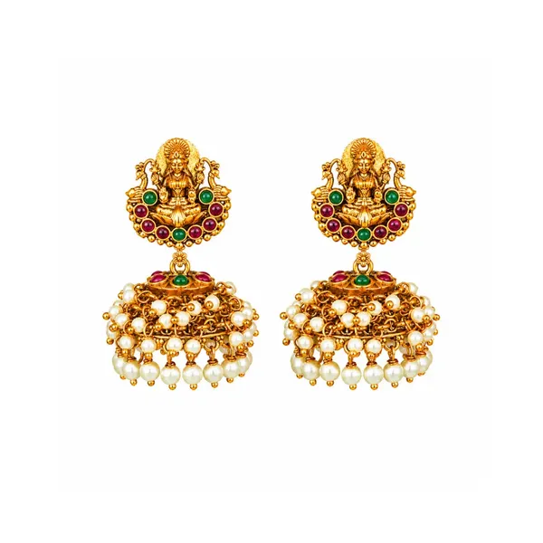 Antique_Temple_Laxmi_Jhumka_With_Pearl_Drops_R_1645_Red