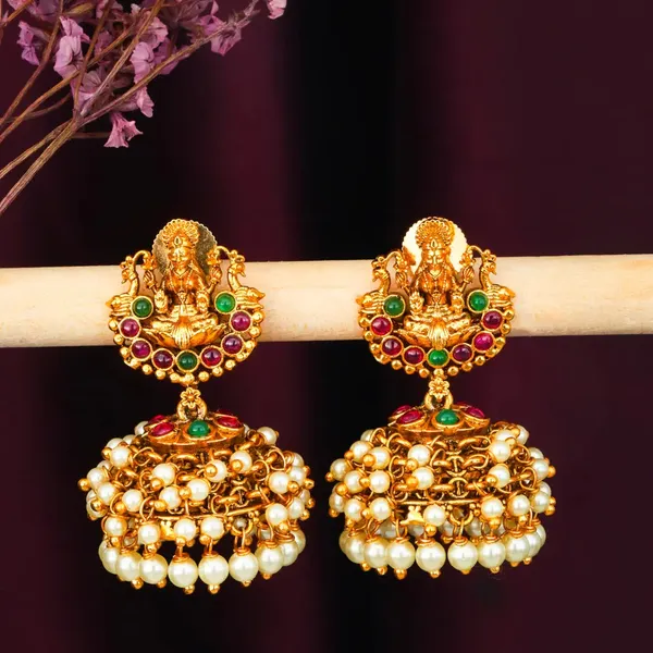 Antique_Temple_Laxmi_Jhumka_With_Pearl_Drops_R_1645_Green
