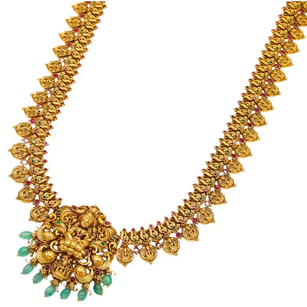 Gold_Plated_Traditional_Laxmi_Long_Necklace_Set_N_888_Red