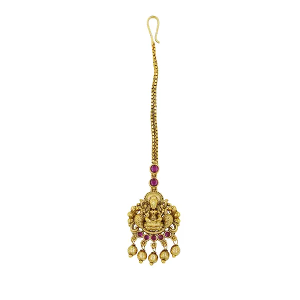 Antique_Gold_Plated_Maang_Tikka_With_Laxmi_Motif_R_2055_Red