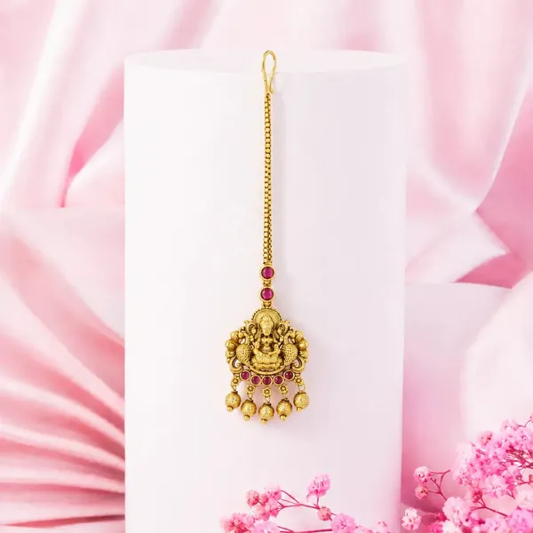 Antique_Gold_Plated_Maang_Tikka_With_Laxmi_Motif_R_2055_Red