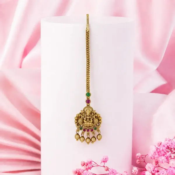 Antique_Gold_Plated_Maang_Tikka_With_Laxmi_Motif_R_2055_Red