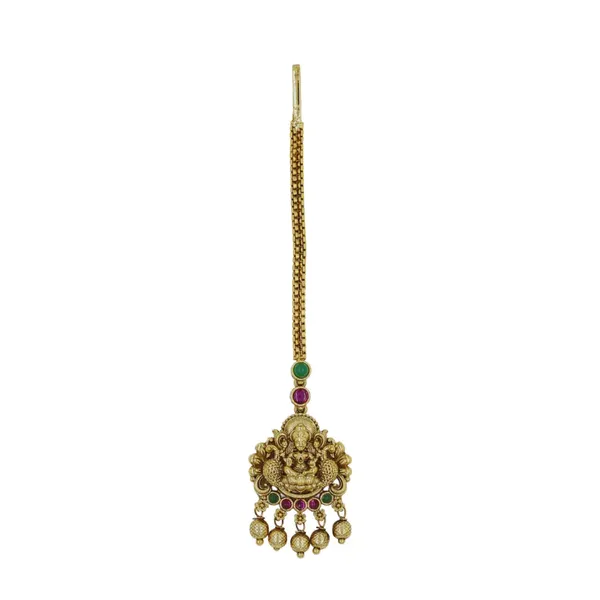 Antique_Gold_Plated_Maang_Tikka_With_Laxmi_Motif_R_2055_Green
