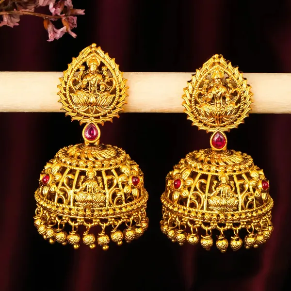 Traditional_Temple_Jhumka_With_Laxmi_Motif_R_2231_Red