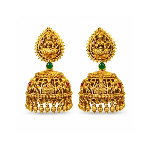 Traditional_Temple_Jhumka_With_Laxmi_Motif_R_2231_Green