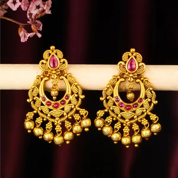 Traditional_Temple_Chandbali_Earrings_With_Red_Green_Stones_K_300_Red