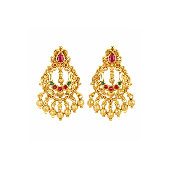 Traditional_Temple_Chandbali_Earrings_With_Red_Green_Stones_K_300_Red