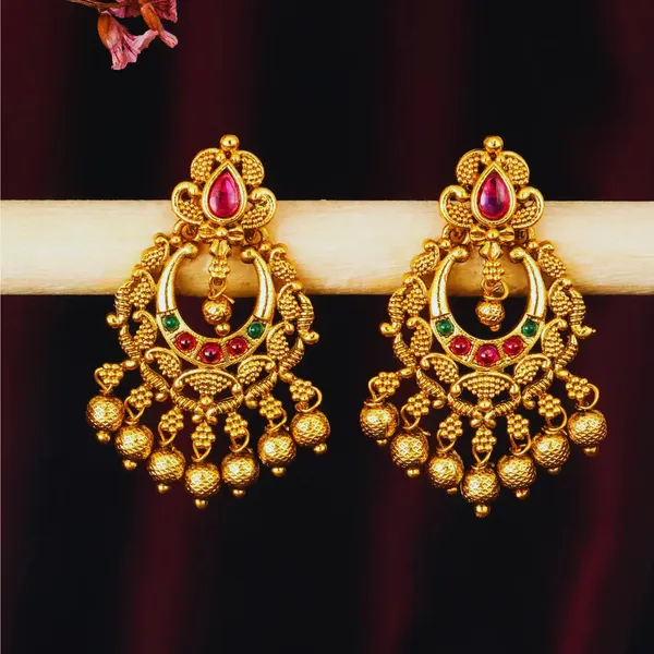 Traditional_Temple_Chandbali_Earrings_With_Red_Green_Stones_K_300_Green