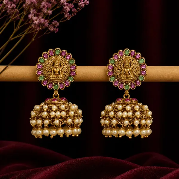 Divine_Lakshmi_Heritage_Jhumka_V_366_White_Green