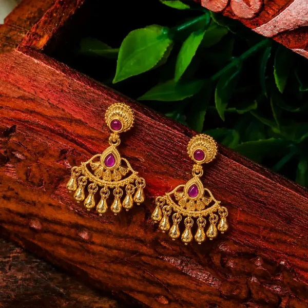 Antique_Gold_Plated_Temple_Bali_With_Pink_Stones_R_2162_Red