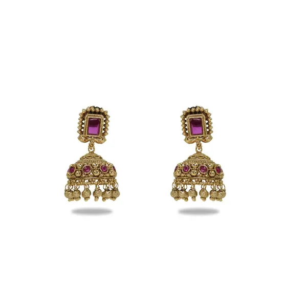 Heritage_Gold_Plated_Jhumkas_With_Pink_Stone_Default_Title