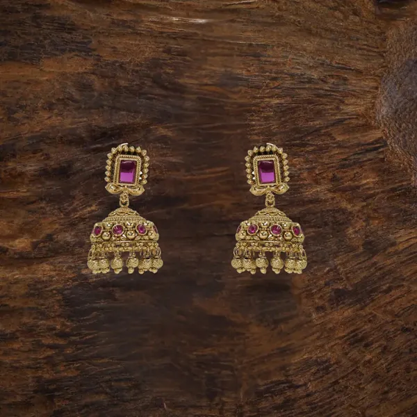 Heritage_Gold_Plated_Jhumkas_With_Pink_Stone_Default_Title