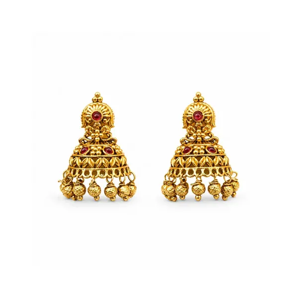 Bridal_Temple_Jhumkas_With_Gold_Plated_V_2258_Red