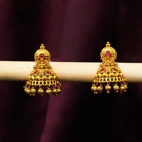 Bridal_Temple_Jhumkas_With_Gold_Plated_V_2258_Red