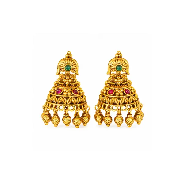 Bridal_Temple_Jhumkas_With_Gold_Plated_V_2258_Red