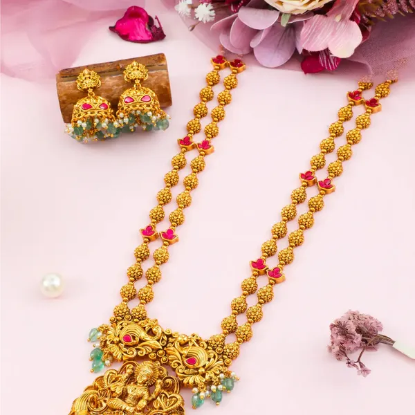 Lakshmi_Temple_Long_Necklace_Set_J_75_Red