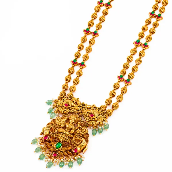 Lakshmi_Temple_Long_Necklace_Set_J_75_Green