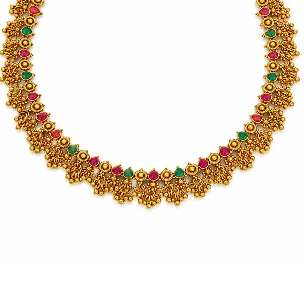 Heritage_Gold_Plated_Ruby_Temple_Necklace_Set_K_1617_Green
