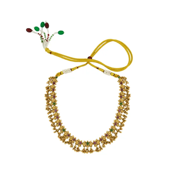 Antique_Temple_Combo_Necklace_Set_With_Red_Green_Stones_Red