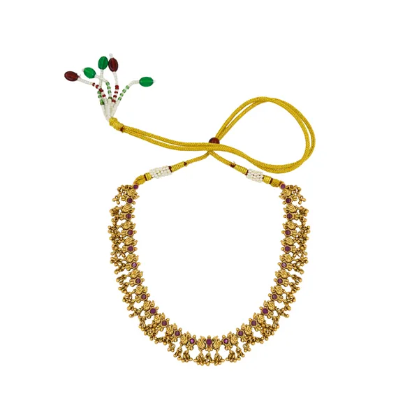 Antique_Temple_Combo_Necklace_Set_With_Red_Green_Stones_Red