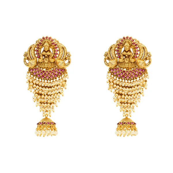 Gold_Plated_Laxmi_Hair_Broach_Red