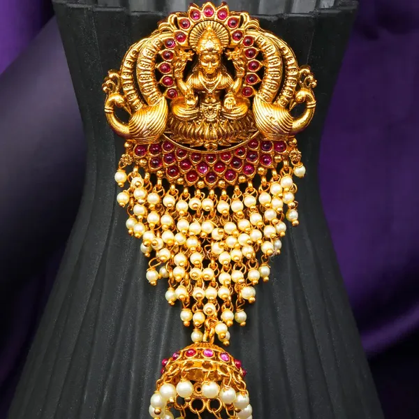 Gold_Plated_Laxmi_Hair_Broach_Red