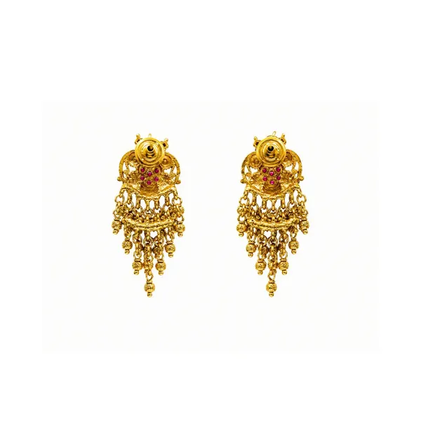 Peacock_Design_Gold_Plated_Jhumka_With_Pink_Stones_T_70_Green