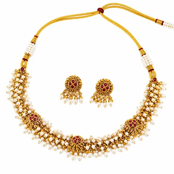 South_Indian_Temple_Necklace_Set_Pearl_Gemstone_Beauty_T_44a_Gold_Red