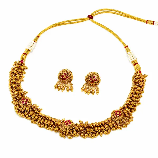 South_Indian_Temple_Necklace_Set_Pearl_Gemstone_Beauty_T_44a_Gold_Red