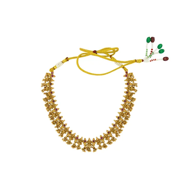 Antique_Gold_Plated_Temple_Necklace_Set_Bridal_Short_Design_K_1835_Green