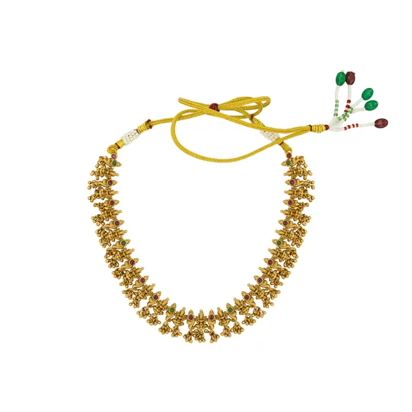 Antique_Gold_Plated_Temple_Necklace_Set_Bridal_Short_Design_K_1835_Green