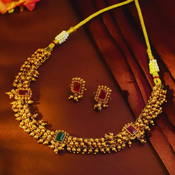 Gold_Plated_Temple_Necklace_Ruby_Pearl_Elegance_T_37_Gold_Green