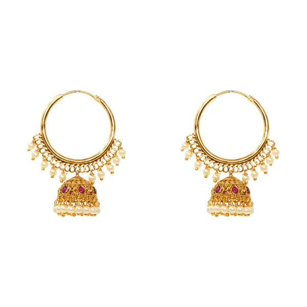 Gold_Plated_Bali_With_Stone_Studded_Jhumka_T_25_Red