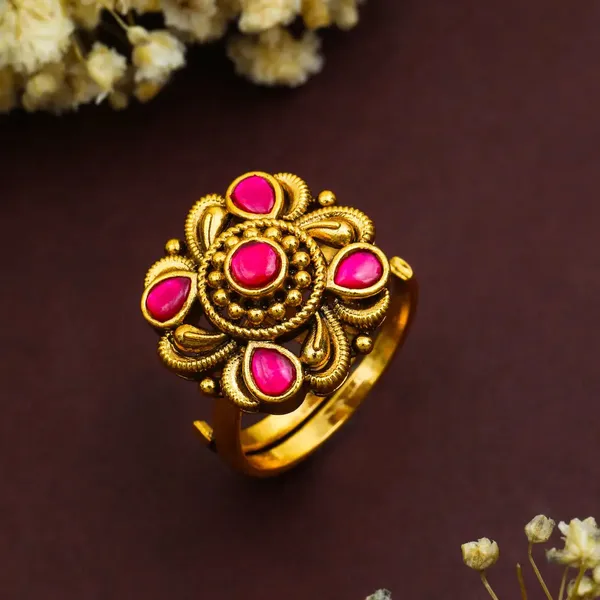 Minimalist_Gold_Plated_Temple_Ring_Dainty_Everyday_Jewellery_J_307_Red