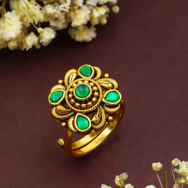 Minimalist_Gold_Plated_Temple_Ring_Dainty_Everyday_Jewellery_J_307_Green