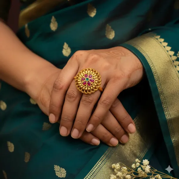Modern_Minimalist_Temple_Ring_Gold_Plated_Daily_Wear_V_2603_Green