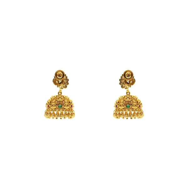 South_Indian_Peacock_Temple_Jhumkas_Antique_Gold_Bridal_Style_V_675_Red