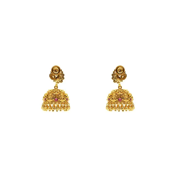 South_Indian_Peacock_Temple_Jhumkas_Antique_Gold_Bridal_Style_V_675_Red