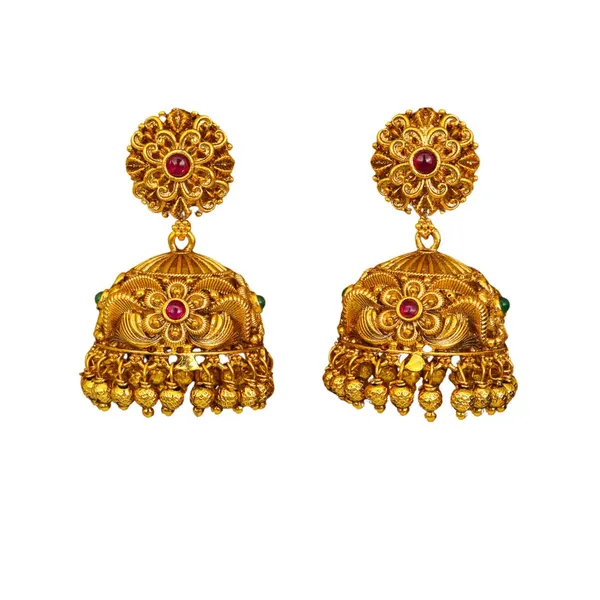Classic_Temple_Floral_Jhumkas_Gold_Plated_Ethnic_Earring_R_1725_Red