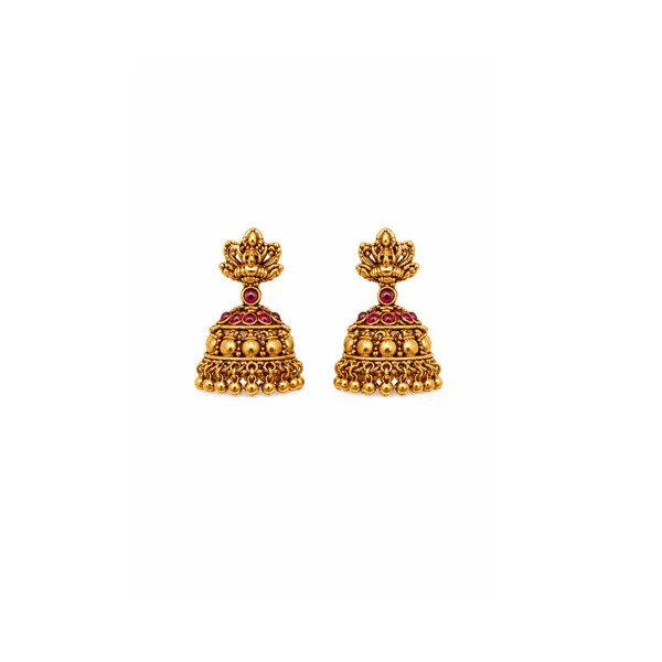 Everyday_Minimal_Short_Necklace_Set_Gold_Plated_Ethnic_Style_K_1565_Red